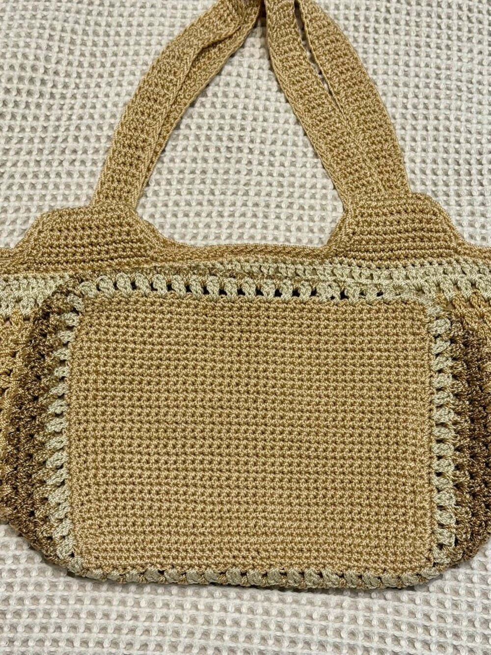The Sak Metallic Neutrals Crochet Hobo Bag | Boho Knit Tote Bag - Picture 8 of 12